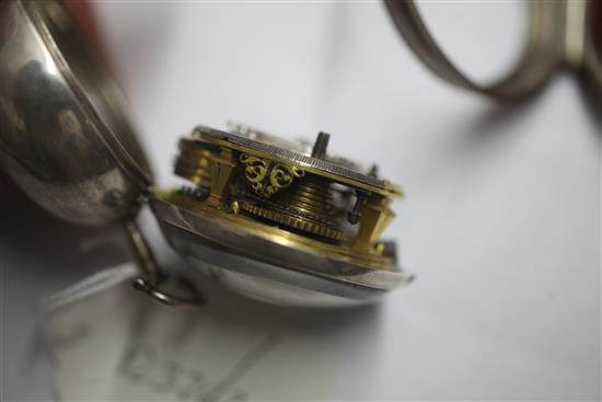 An 18th century silver pair cased verge pocket watch by Soloman Gibbs, London,